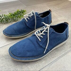TOMS Men’s 9.5 Preston Blue Canvas Lace up Shoes